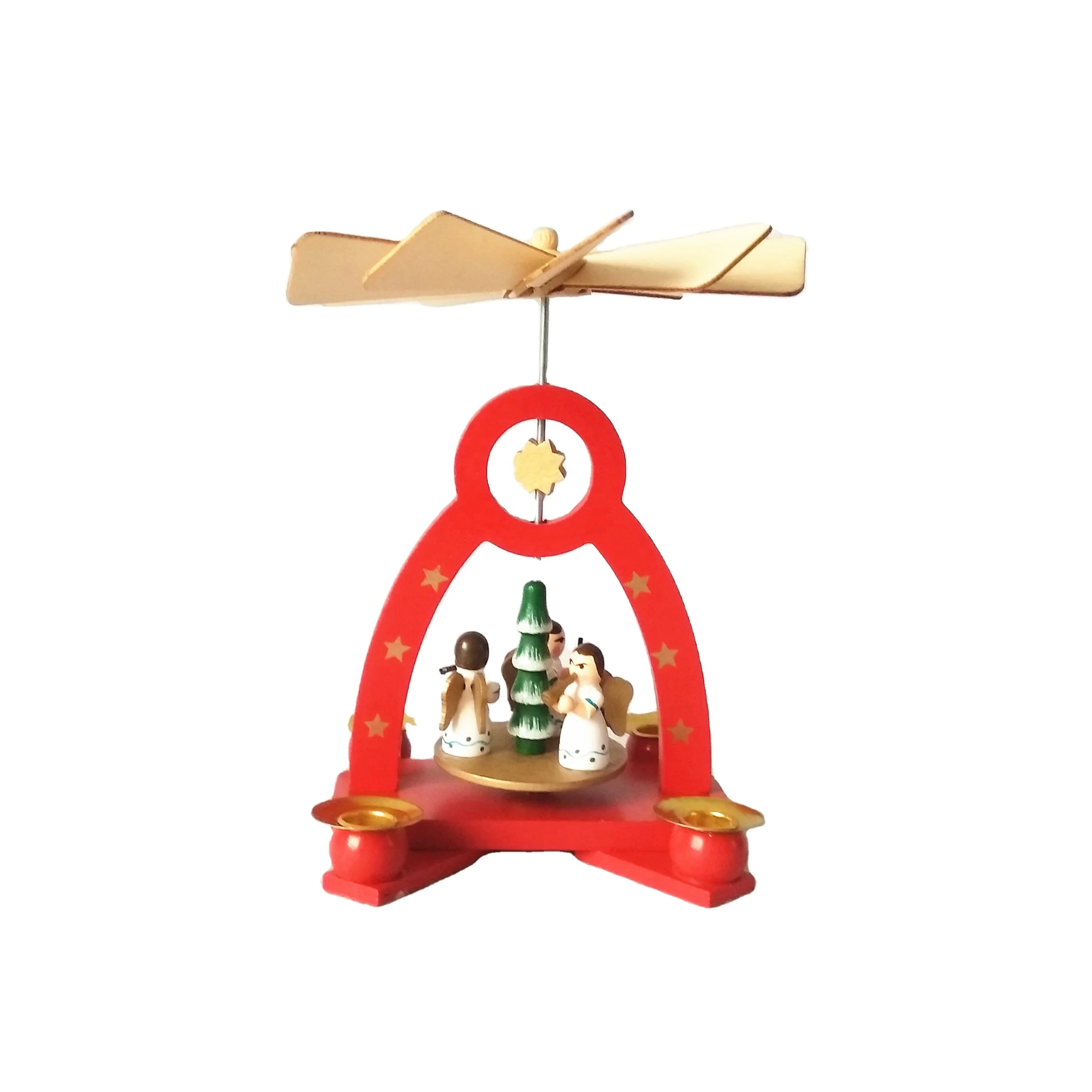 1 tier wood  red German Christmas angels pyramid