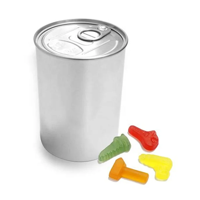 
100ml empty mint dry food tin cans with plastic lid and stickers 