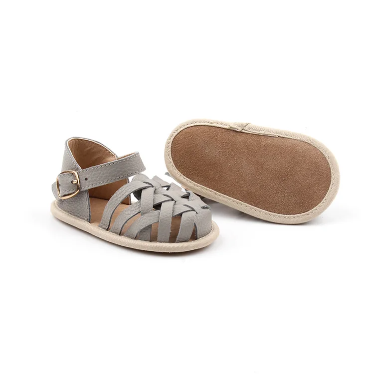 Fashion Newborn Soft Leather Striped Cross Baby Sandals for Baby Girls Boys