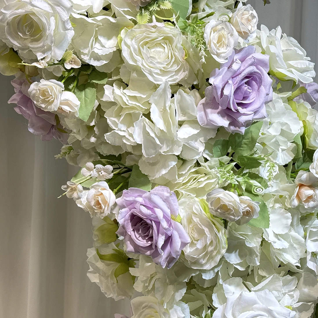 Round Shape Wedding Arch With White Purple Artificial Silk Rose Floral Wedding Backdrop Stage Flower Stand For Wedding Event