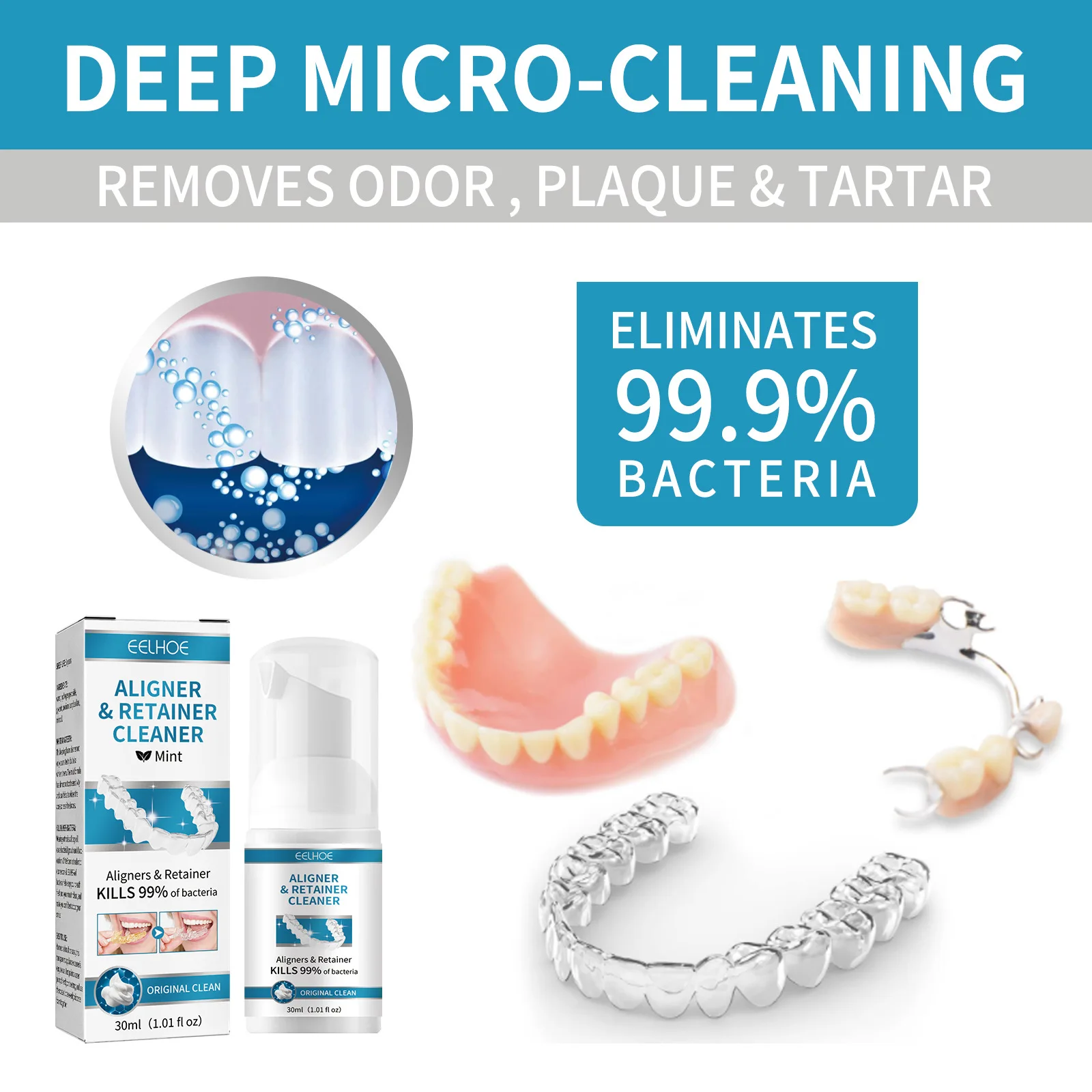 Denture Cleaner Oral Cleaning Care Fresh Breath White dentures remove tartar stains