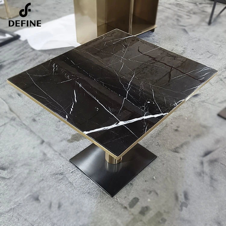 Hotel Furniture Project Custom Italian Luxury Modern Design Rectangle Shape Marble Top Restaurant Table For Cafe Canteen