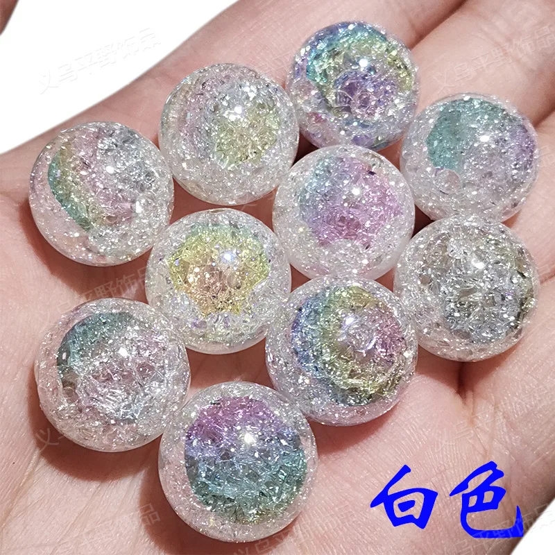 Exploding Sparkle Colorful Loose Broken uv print acrylic plastic lucite beads for bag making
