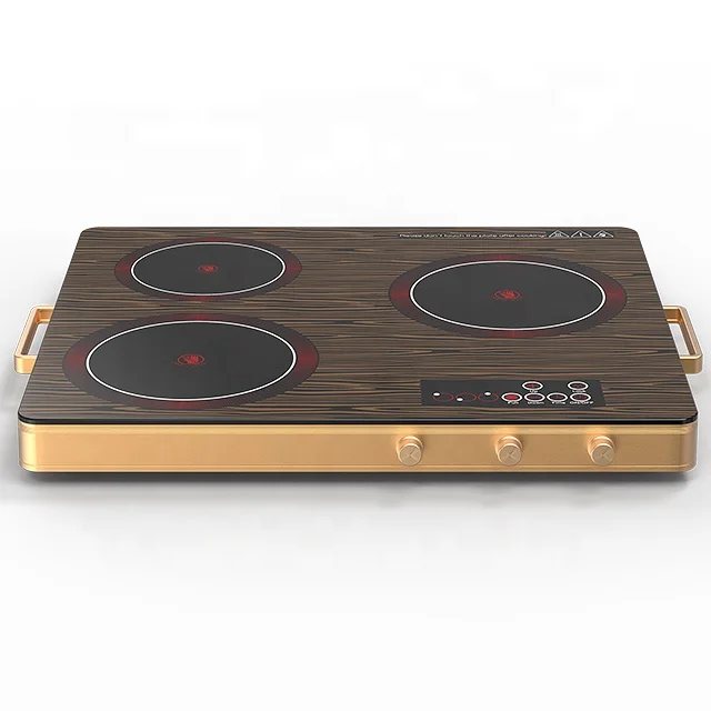 VBGK 3 Burners Infrared Cooker With Printing Panel Aluminum Housing Ceramic Hob SKD