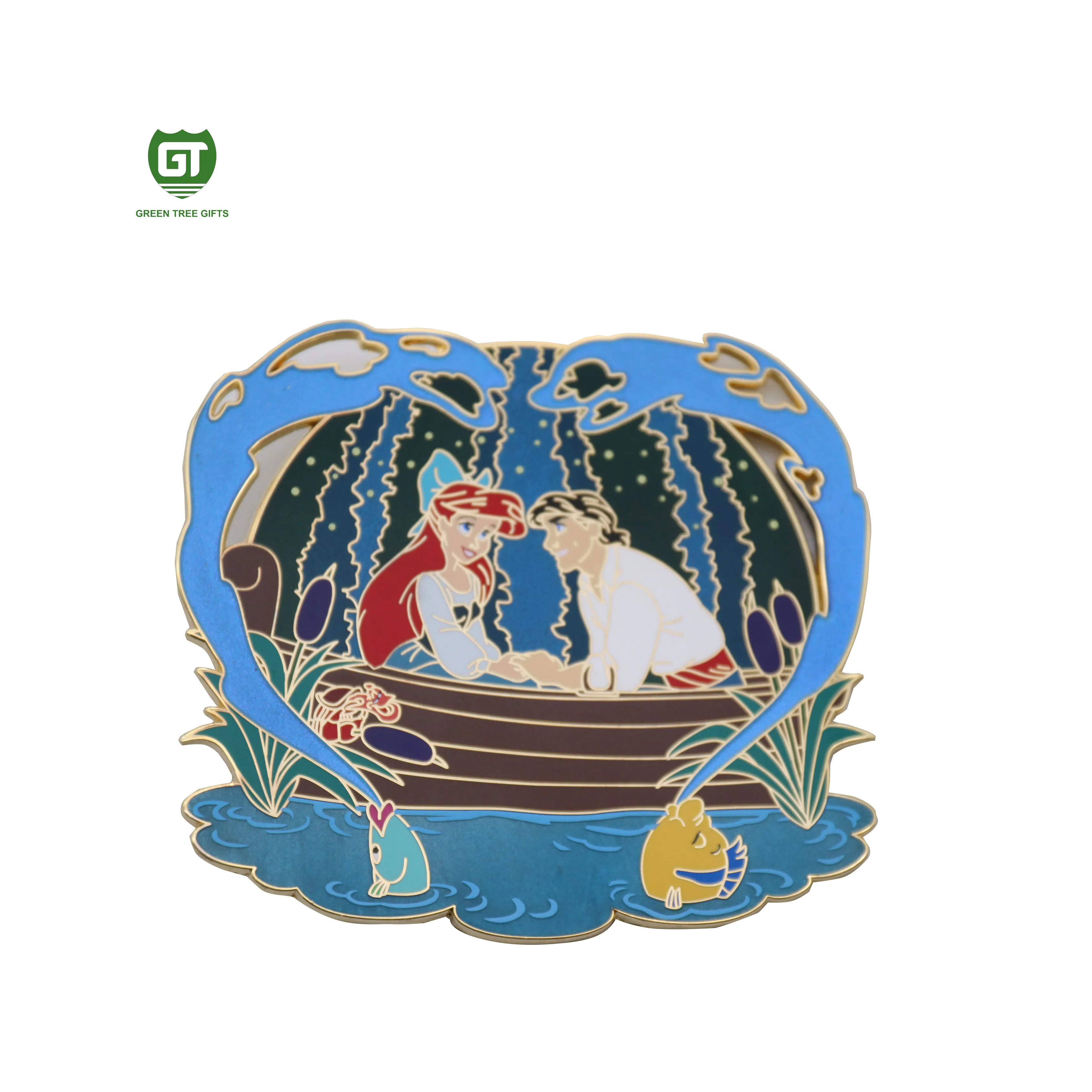 Hard enamel sandblast translucent screen printing Custom hard Enamel lapel pin spin custom