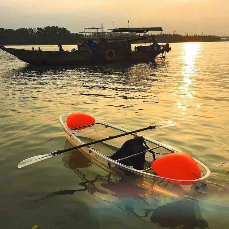 Transparent PC Material Kayak Canoe Double Seats Crystal Cheap Clear Sea Through Kayak For Sale