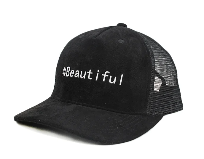 Custom Embroidery Logo Suede Trucker Hats Mesh Cap Wholesale