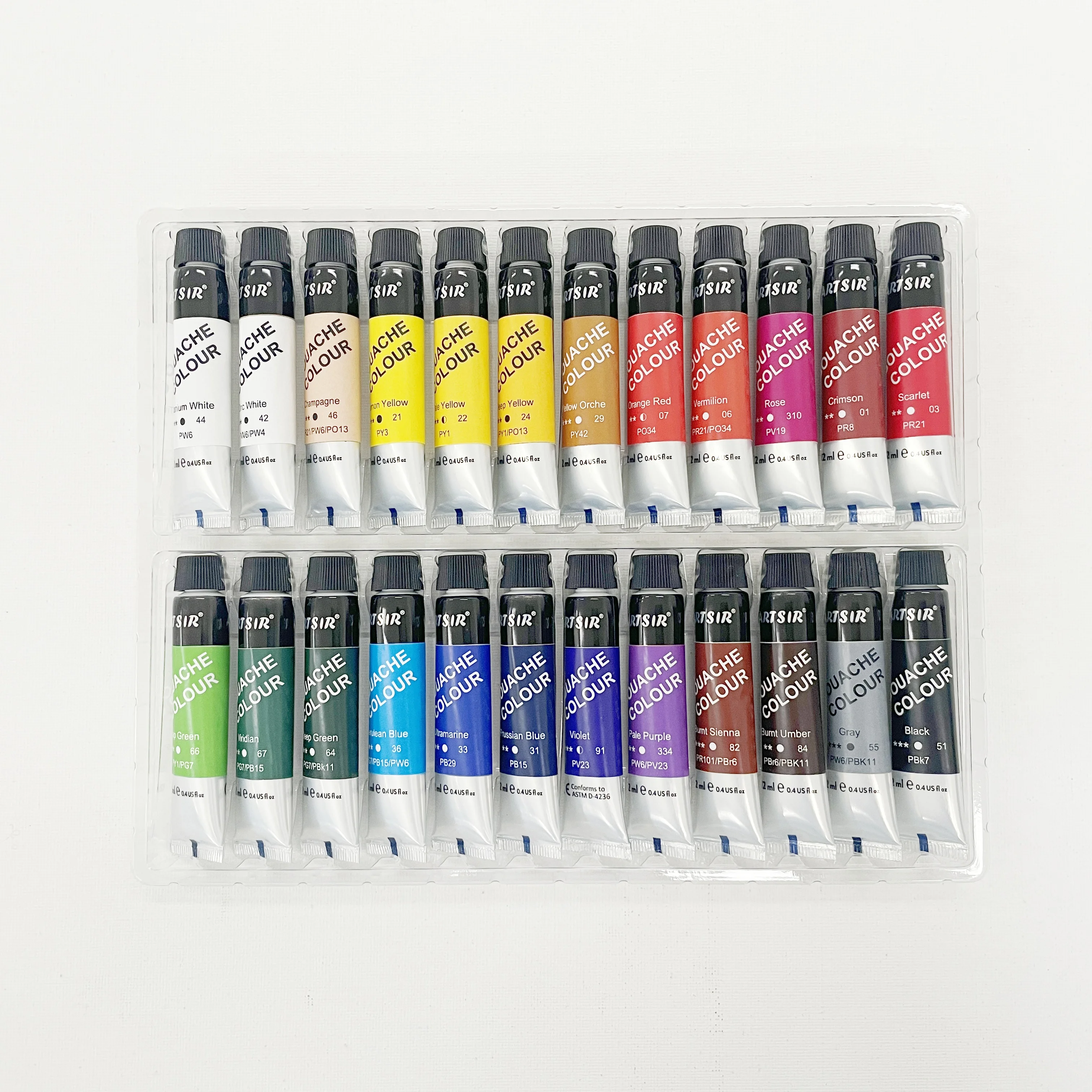 High Quality Non Toxic Basic 24 Colors Gouache Paint Set Professional For Paper For Student