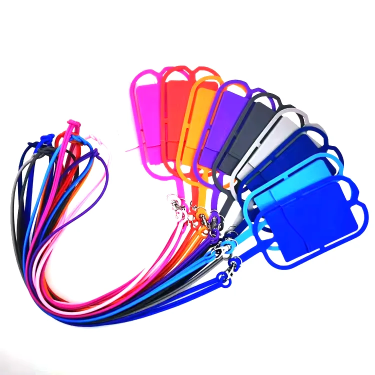 Cheap Silicone Mobile Phone Holder Case With Strap Hang Around Neck Lanyard With Pocket Make Cell Phone Strap