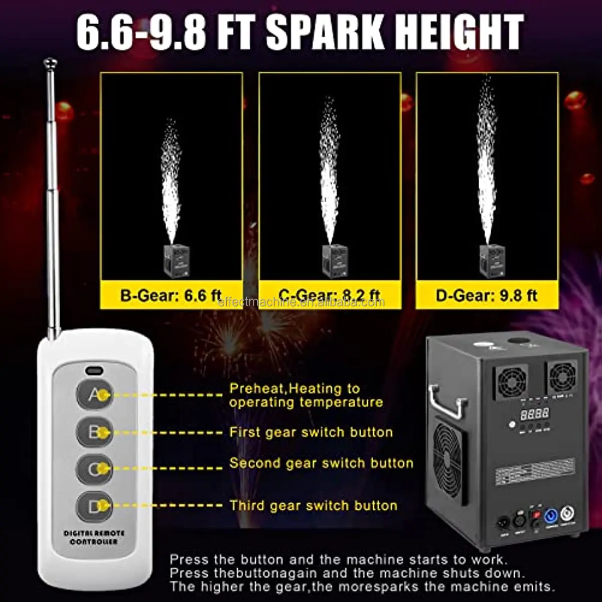 Topflashstar 600W Fountain Fireworks Machine indoor Wireless Remote Control  fireworks cold spark machine  wedding Stage Party
