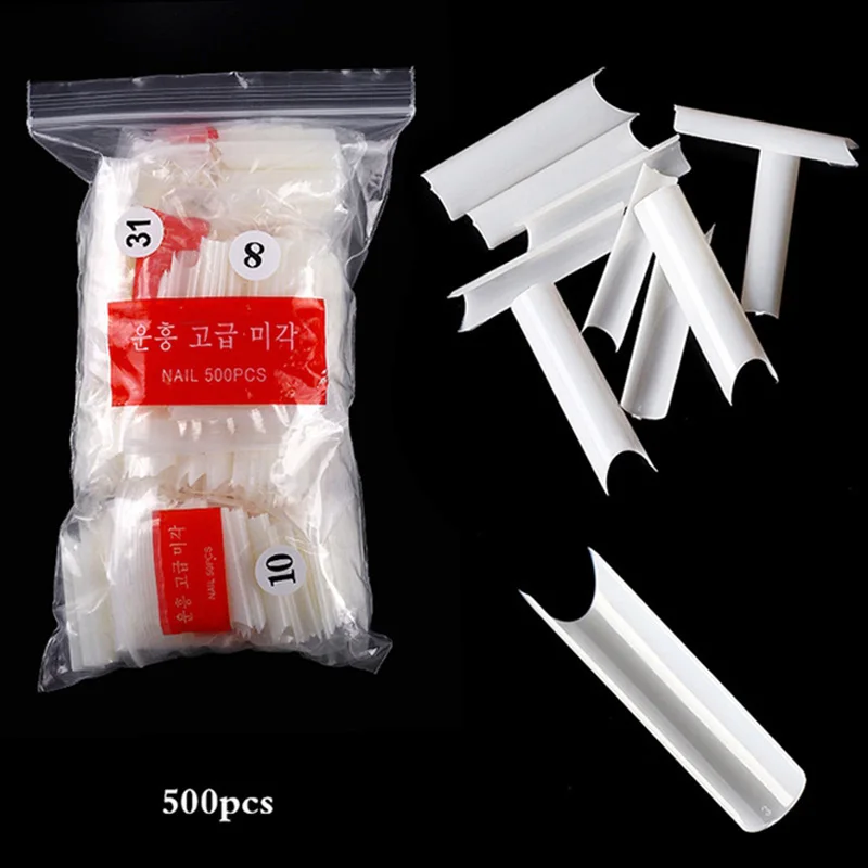 Wholesale Coffin Square 500 Pcs C Curve False Straight Xxxl Extension Half Cover Natural Super Long Artificial Nail Tips