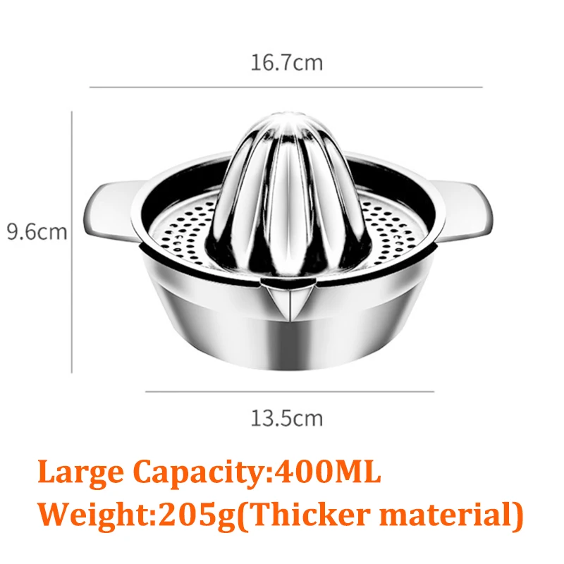 Amazon Manual Citrus Orange Grapefuit Reamer Rotation Press Juicer 304 Stainless Steel Lemon Squeezer with Strainer
