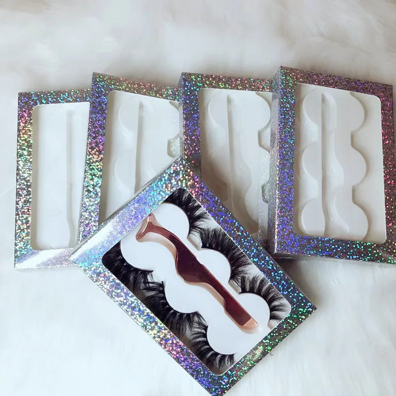 
new arrive private label eyelash book 3 pairs 3d false mink eyelashes packaging with tweezer 