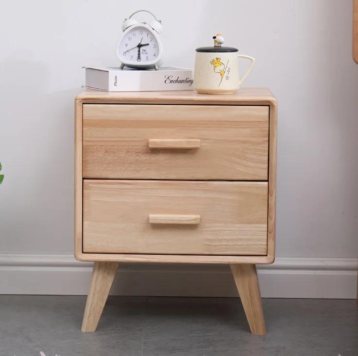 Nordic style Japanese style solid wood bed side table bedroom bedside table small square table
