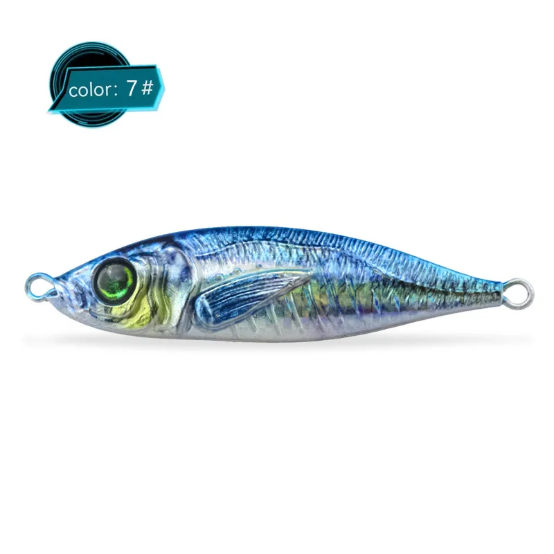 OEM ODM Peche Vertical Jigging Lures Metal Casting Bait 40g 7.2cm Iscas Artificiais 3D Eye Wobbler Spinnerbait Bass Fishing Lure