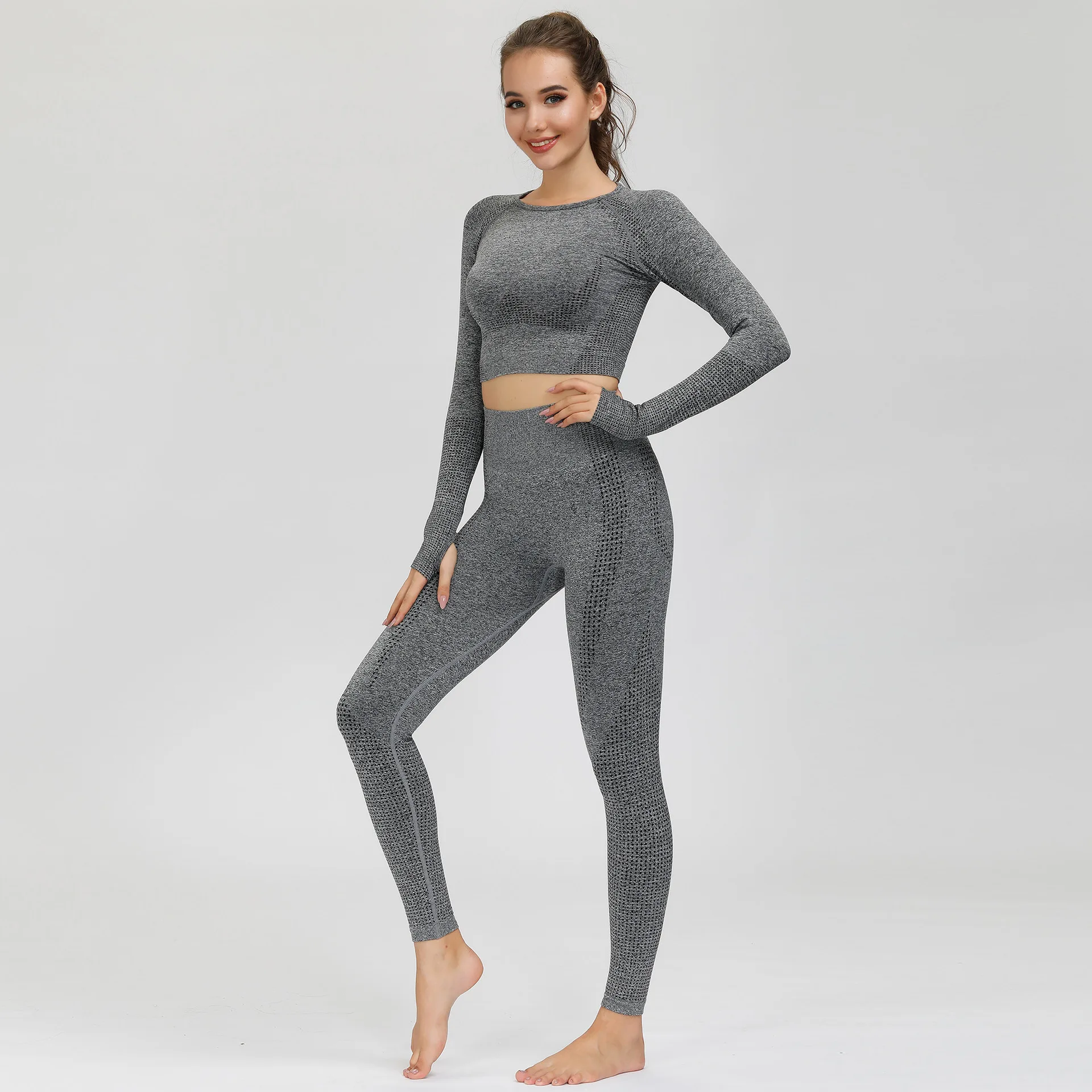 
5pcs women vital seamless yoga set workout sport wear gym clothing short long sleeve crop top high waist leggings sports suit 