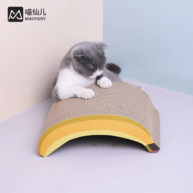 Hot Sale Banana Shape Corrugated Paper Cat Toy Cat Scratch Board Competitive Price Factory Directly Wholesale