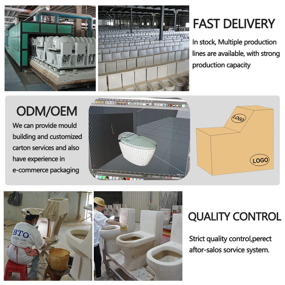 BTO Ceramic Vaso Sanitario Ware One Piece  Water Closet Toilet Inodoro With Tornado Flush Function 300mm Roughing In toilet