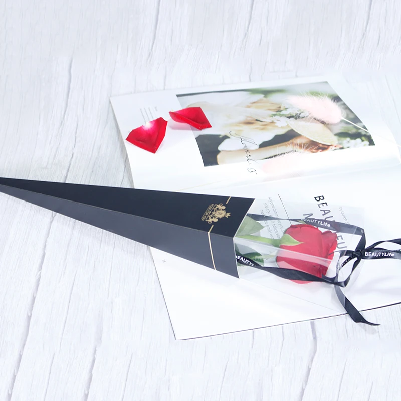 ZL Luxury Single Flower Packaging Portable Preserved Roses Bag Handmade Bouquet Gift Box Valentine Flower Packaging Box