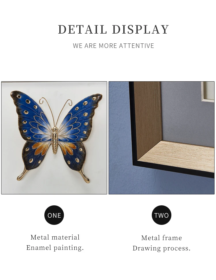 Modern Hotel Decor Hand Painted Abstract luxury home decorative enamel butterfly Animal Painting Wall Art