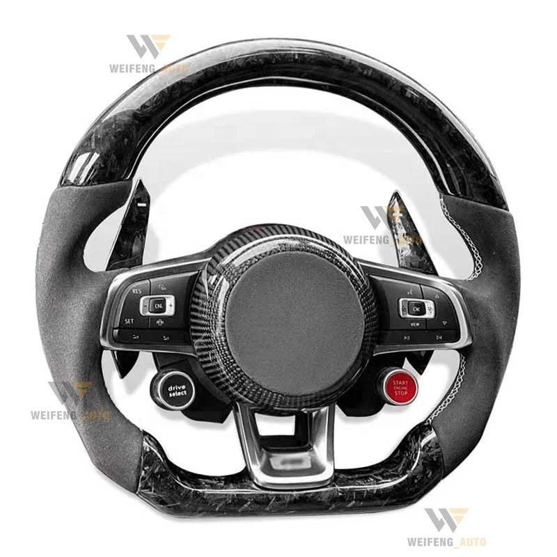 Передача рулевого колеса кованого и углеродного волокна с веслом для VW GTI Mk7 Mk7.5 GTD GLI Golf R Custom LED Advanced Black Xwf