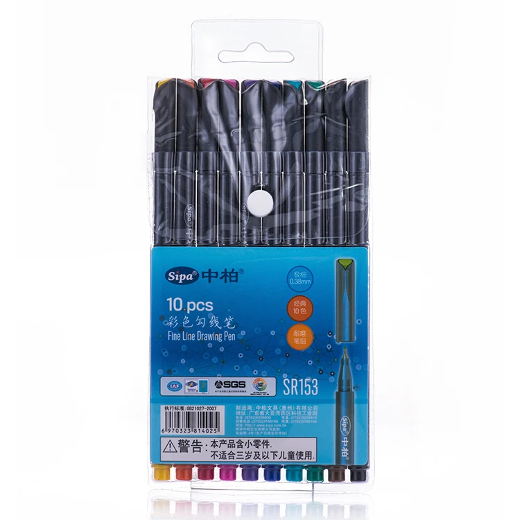 Набор цветных ручек Sipa, 10 цветов, 0,38 мм, ручки с тонким кончиком, пористые ручки с тонкими точками, набор кистей для рисования, ручка для рисования с тонкими линиями