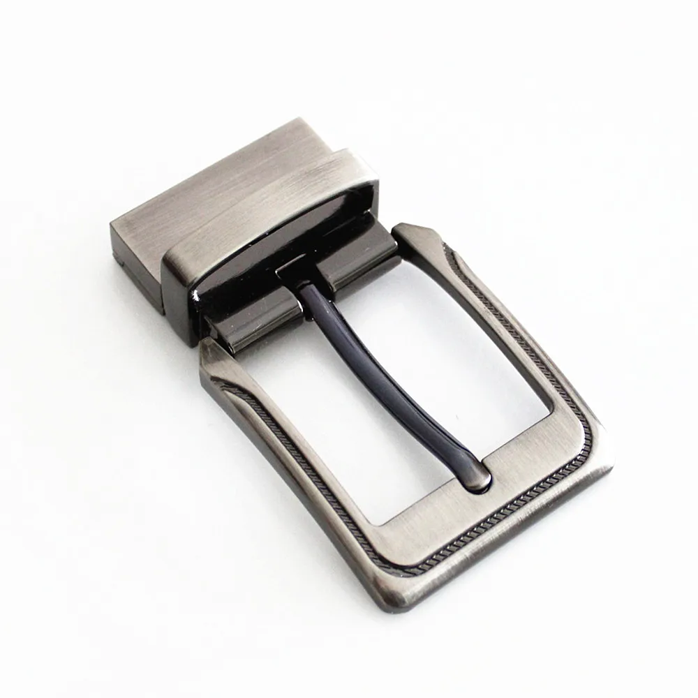 Brushed 3.5cm Rotating Zinc Alloy Metal Reversible Belt Pin Buckle