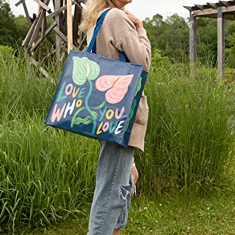 Recycled material reusable pp woven laminated grocery bag for shopping