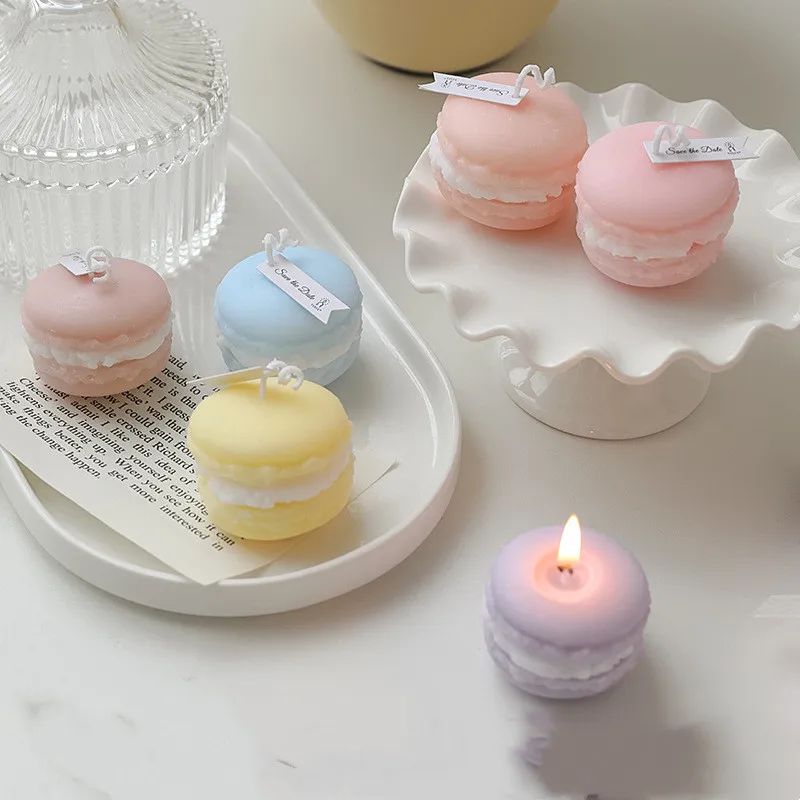 Ins Style Fragrance Luxury Bulk Macaron Hand-made Smokeless Scented Paraffin Wax Easter Aromatic Aroma Therapy Candle