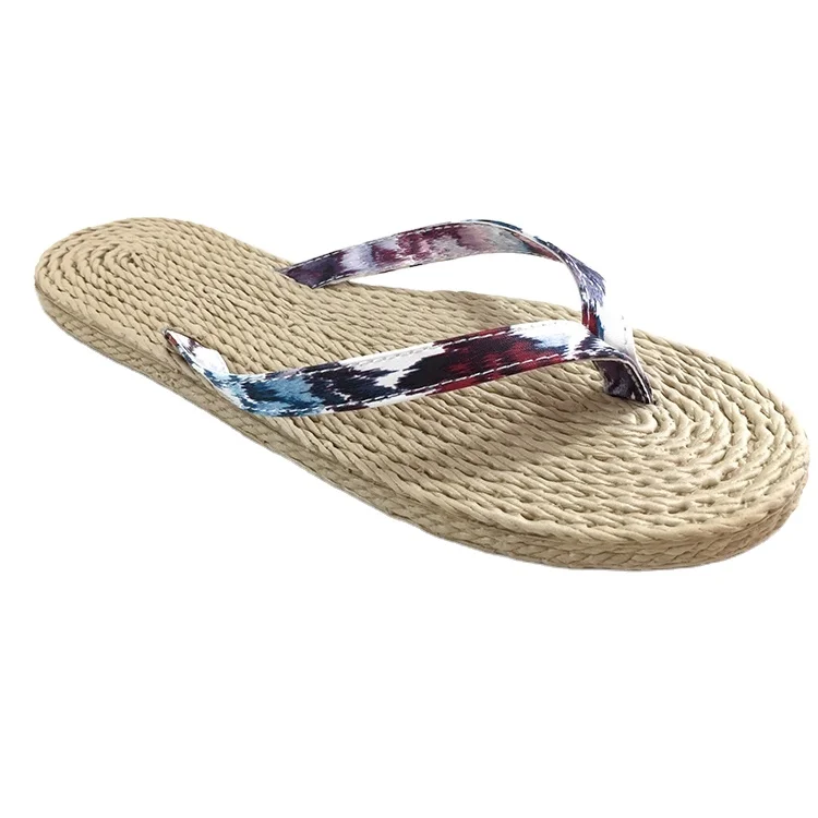 Summer beach lady fashion flip flop slipper Eva hemp rope espadrilles outsole flip flops for women