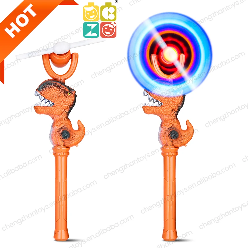 CZ Factory Dinosaur Windmill Wand Led Light-up Toy Glow Stick Flashing Fairy Wand Party Dinosaur Wand with Music Dinosaur Sound