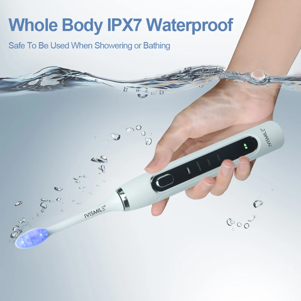 Custom Logo Waterproof Ultrasonic Blue Light Electronic LED Toothbrush with Charging Stand
