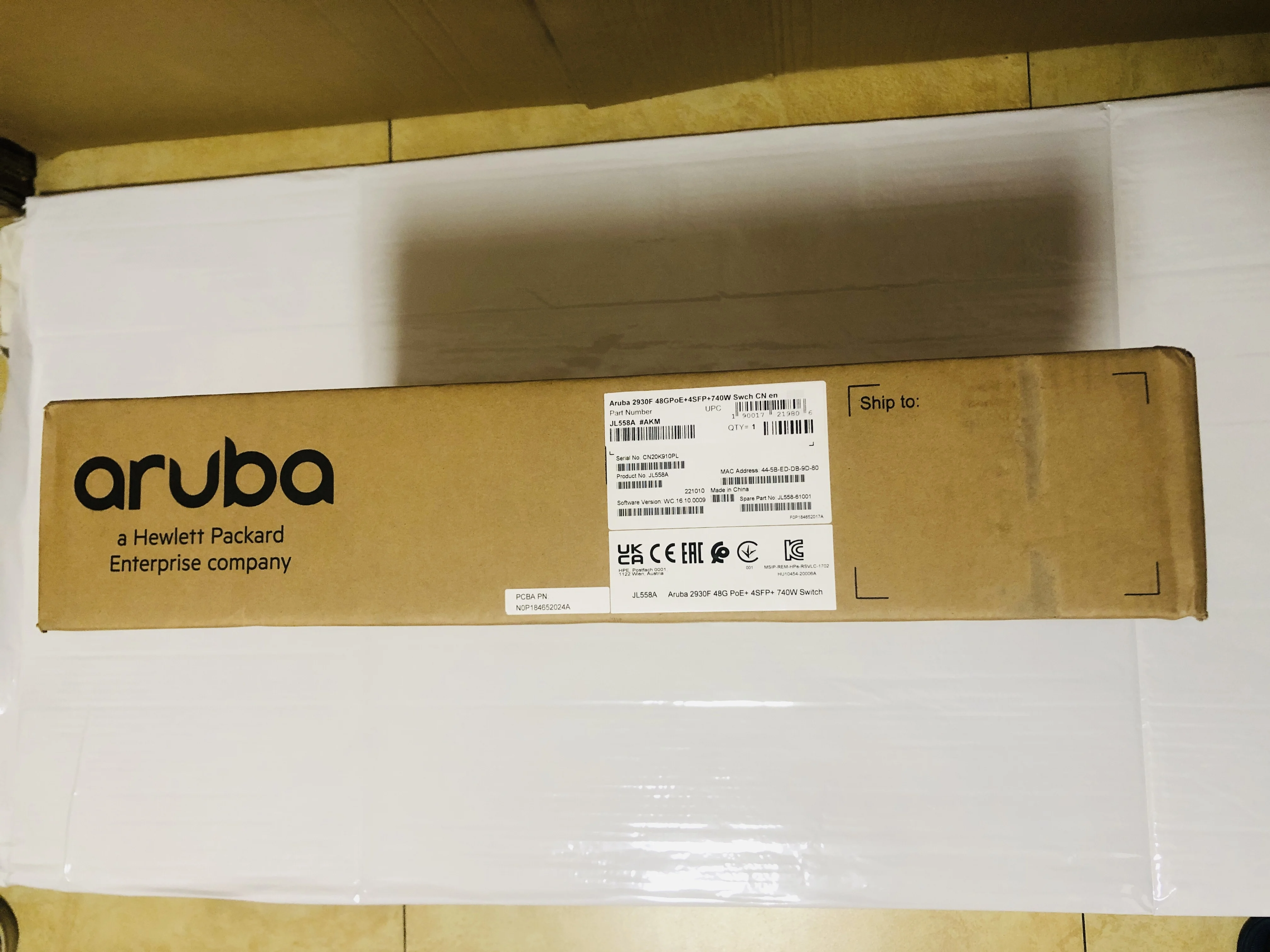 Original  JL675A Ar uba 6100 48G Class4 PoE 4SFP+ 370W Switch