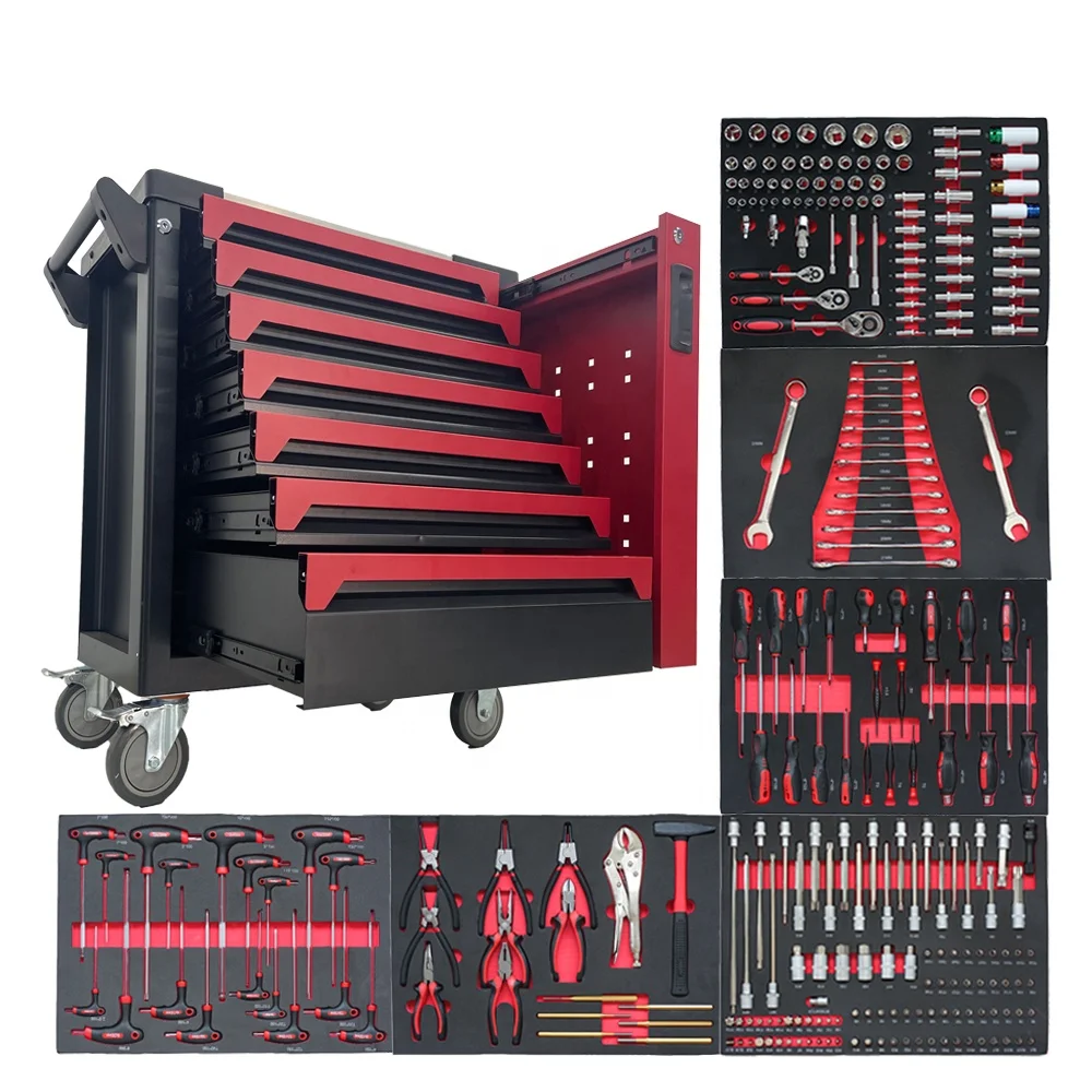 258 Pcs Tool Sets Box Heavy Duty Cart Trolley Garage Tool Cabinet For Workshop Storage herramientas