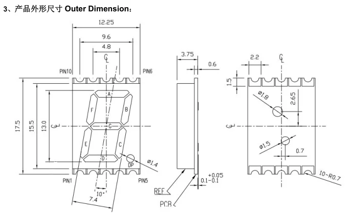 Jstronic высокое качество SMD семь сегментов 0 5 дюймов 7 smd светодиодный дисплей