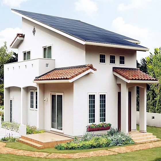 Modern Design 2  Stores Steel Structure Prefab Houses  With Solar Panels