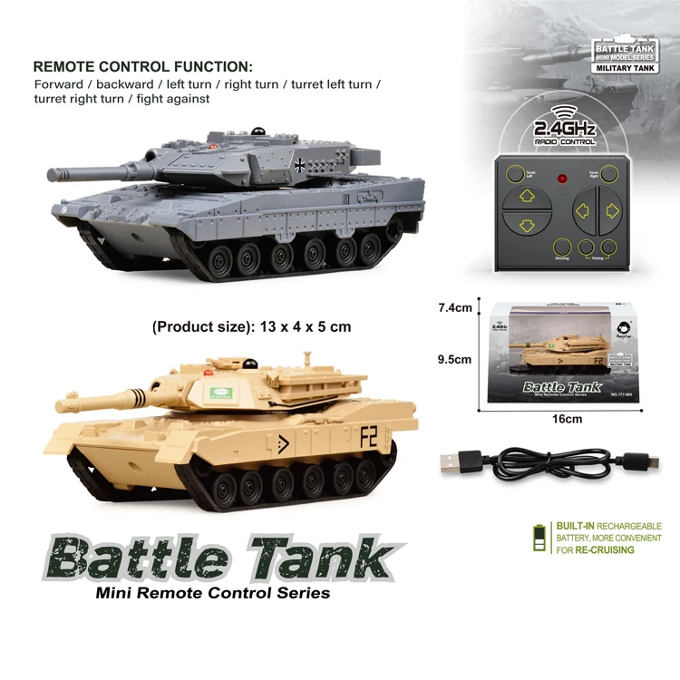 Children New High Quality Built in Rechargeable Battery 49MHz RC Tank Remote Control RC Battle Mini Tank For Kids