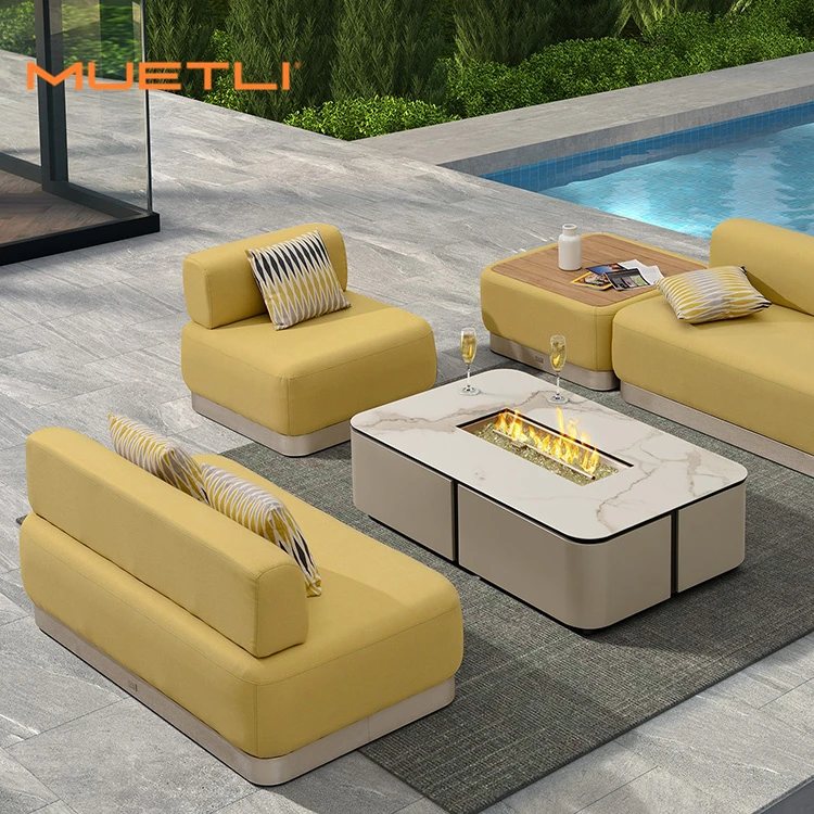 Modern Yellow Tulip Color Patio Outdoor Office Furniture Sectional Waiting Sofa