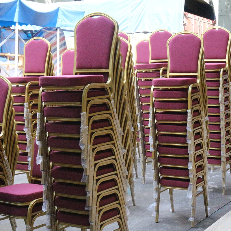 Wholesale cheap Luxury Stackable  Gold Iron Metal wedding Banquet chair hotel furniture Chairs aluminum for Party and Event