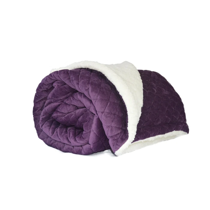 Reversible Sherpa Fleece Throw Size  quilted  Super Soft Microfiber Polyester Flannel Blanket For Bed