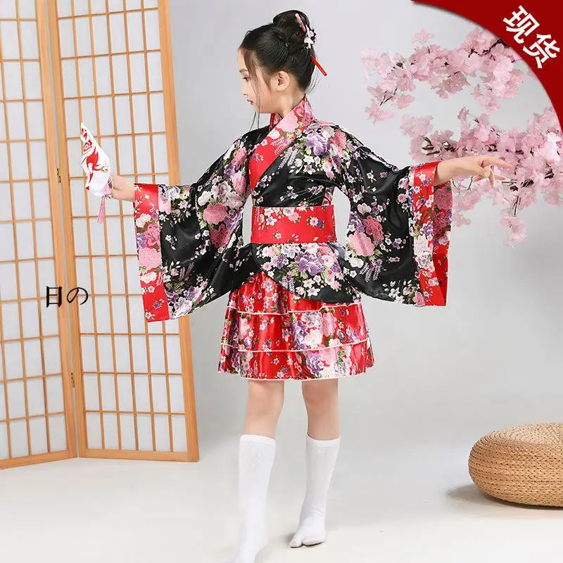 Girls Anime Cosplay Costume Kids Japanese Lolita Kimono Dress