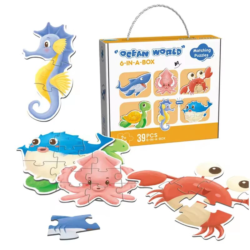 6 in 1 Educational Jigsaw Puzzles Montessori Puzzle Games 39 Pieces Multi Themes Floor Puzzle for Toddlers