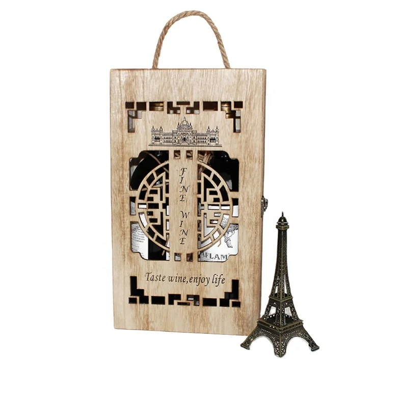  Pan Custom Logo 2 bottle personalized laser engrave wooden box for wine