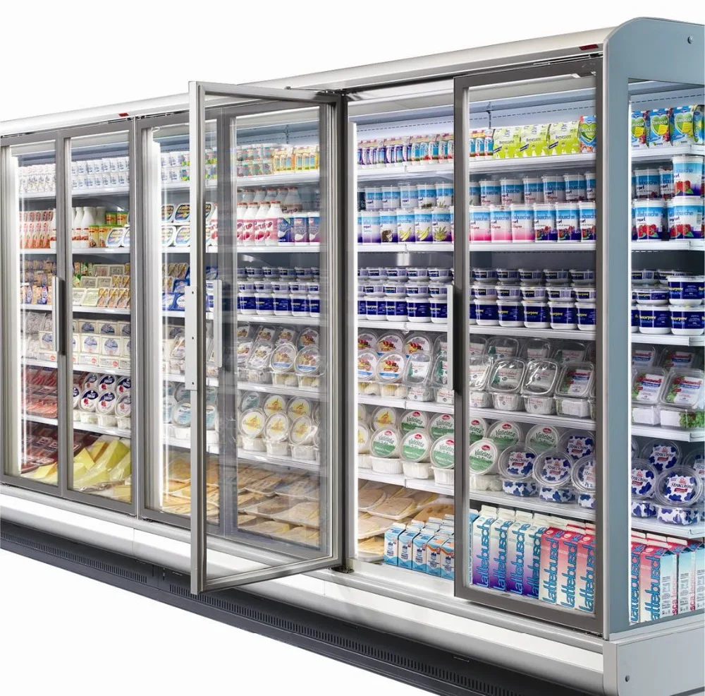glass door freezer storage for frozen food with whole handle