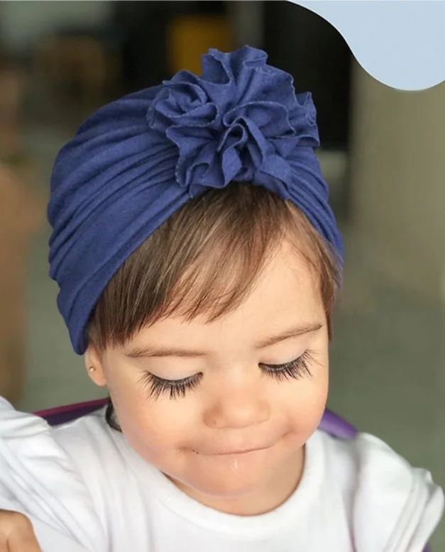 OEM full head baby turban cap headband baby flower bandana turban hats