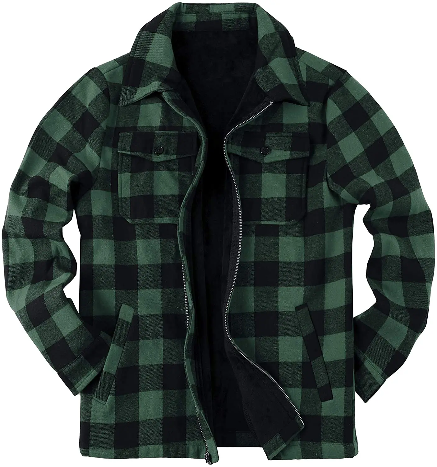 Vintage Mens Polar Fleece Flannel Shirt Jacket Fitted Plaid Heavy Lined Flannel Shirt Jacket for Men