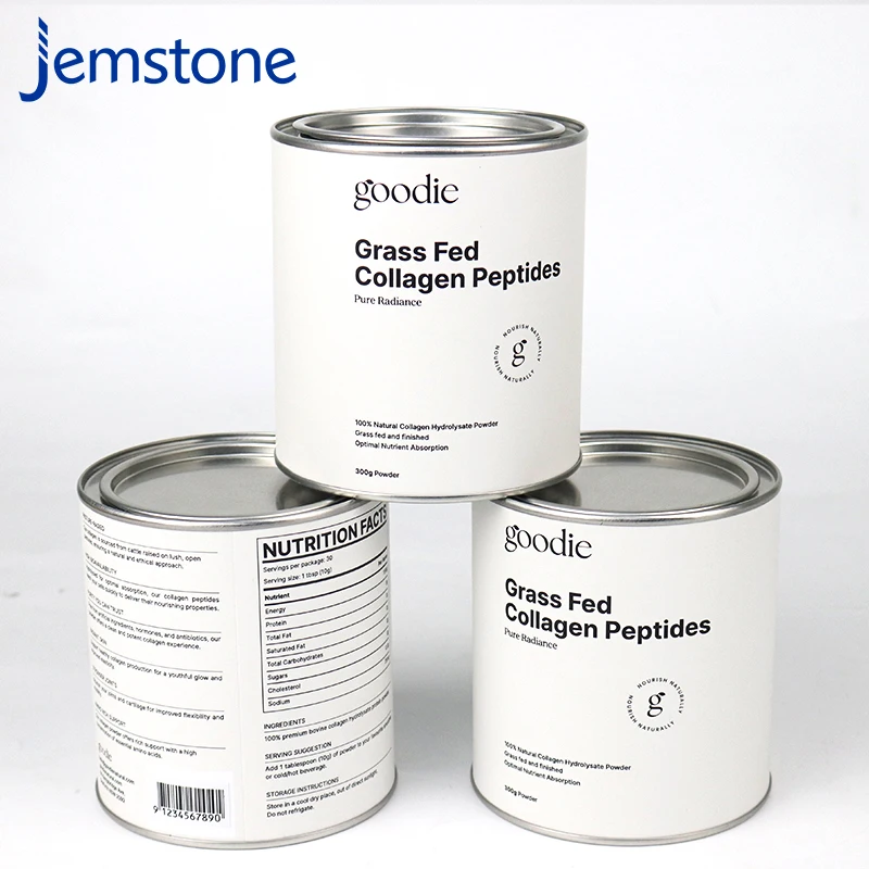 Food Grade Paper Composite Cans Packaging Paper Tube For Collagen Peptides With Metal Lid