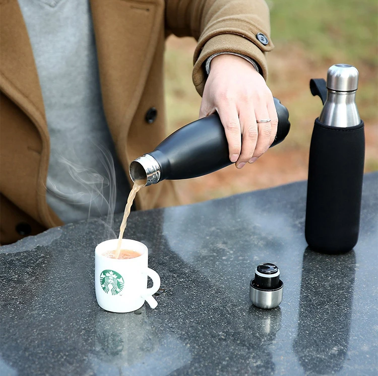 Double Wall Vacuum Insulated BPA Free Leak Proof Cola Shape Thermo 500ML Stainless Steel Water Bottle Flask