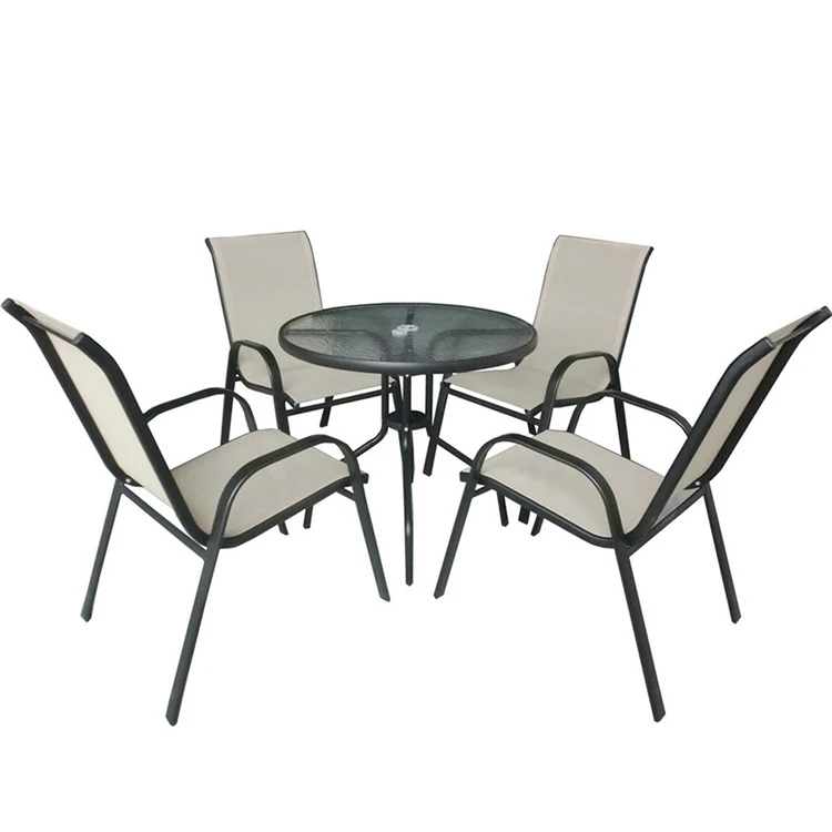 Outdoor Garden Supplies Balcony Metal Sling Chair Garden Furniture Stackable Chairs From China