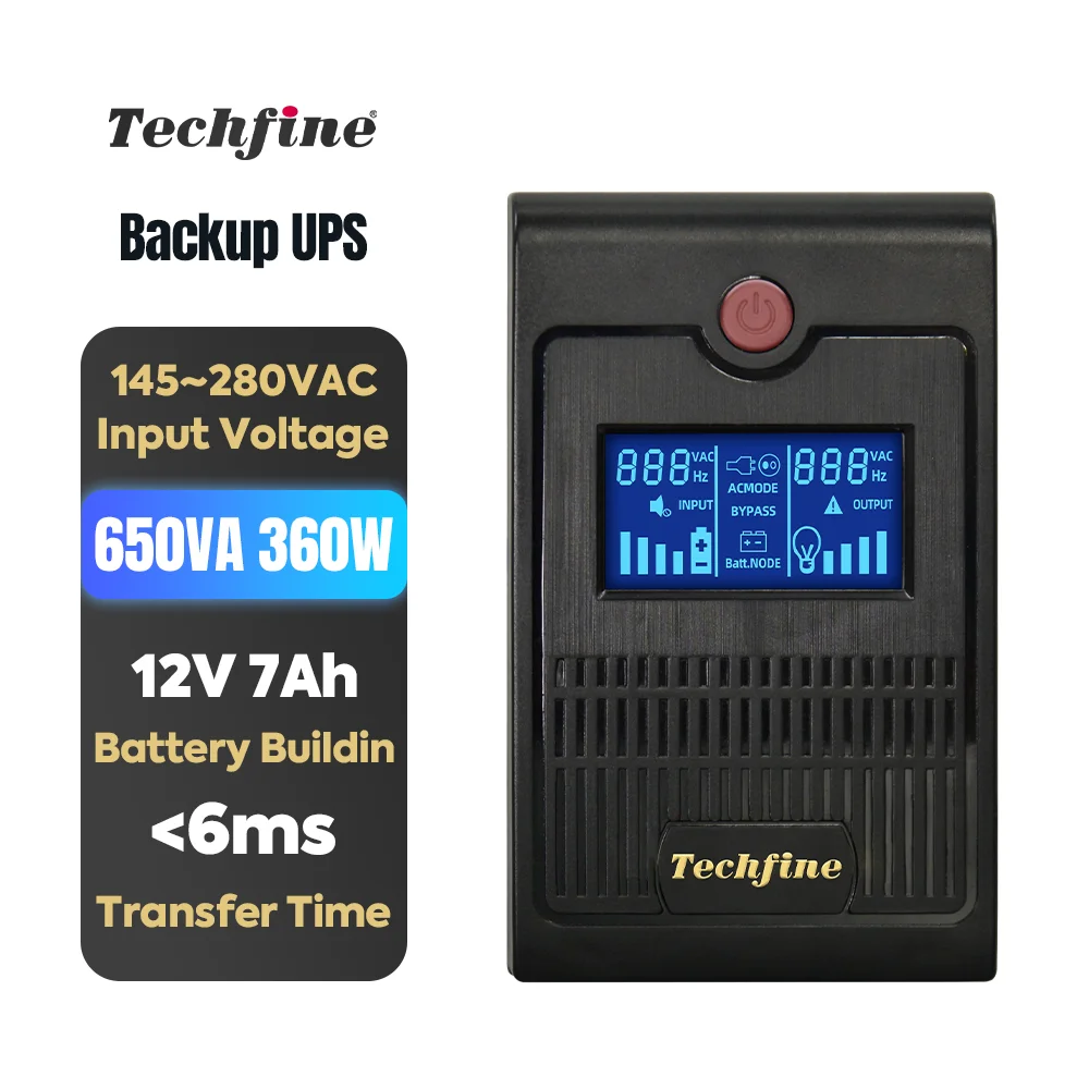 Techfine hot sale ups uninterruptible power supply off line ups 650va/360w 650va offline ups
